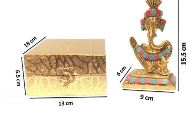 Golden Lord Ganesha Idol with Decorative Gift Box