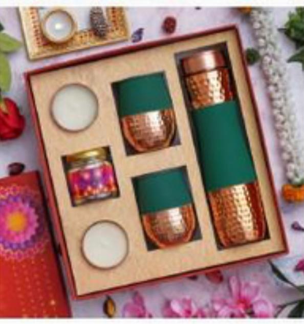 Premium Copper & Green Drinkware Gift Set 