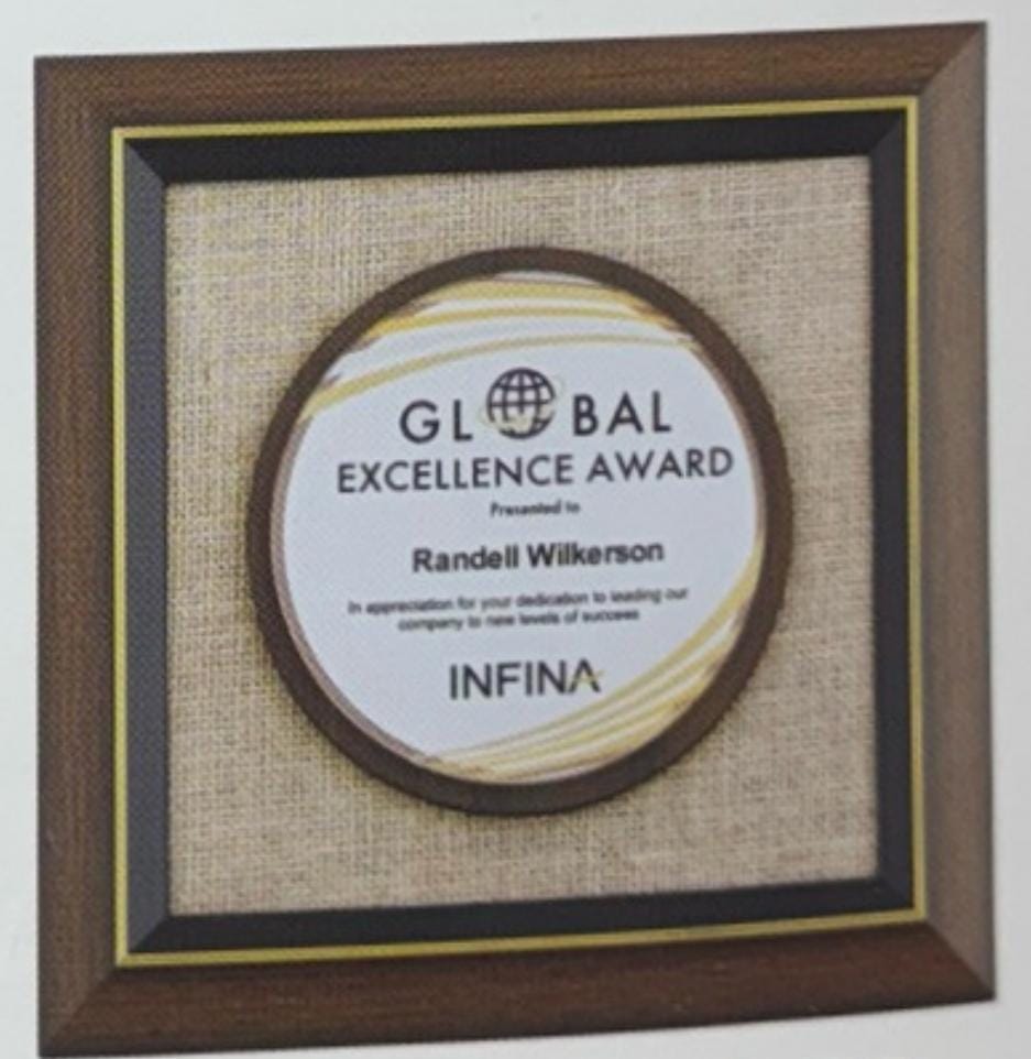Infina Global Excellence Award Plaque