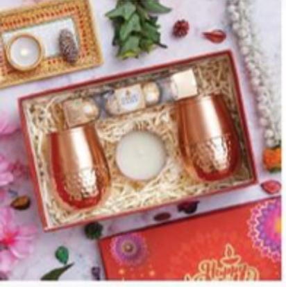  Premium Copper & Charcoal Accent Gift Set with Tea Lights