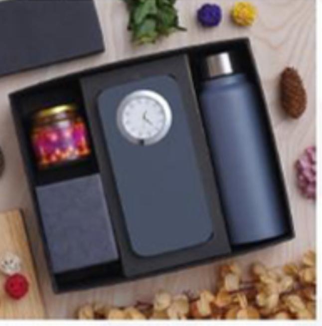 Luxury Gift Set with Table Clock, Bottle & Dry Fruits Jar