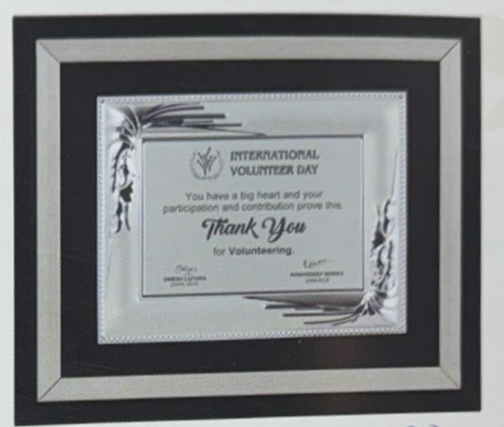  International Volunteer Day Recognition Plaque