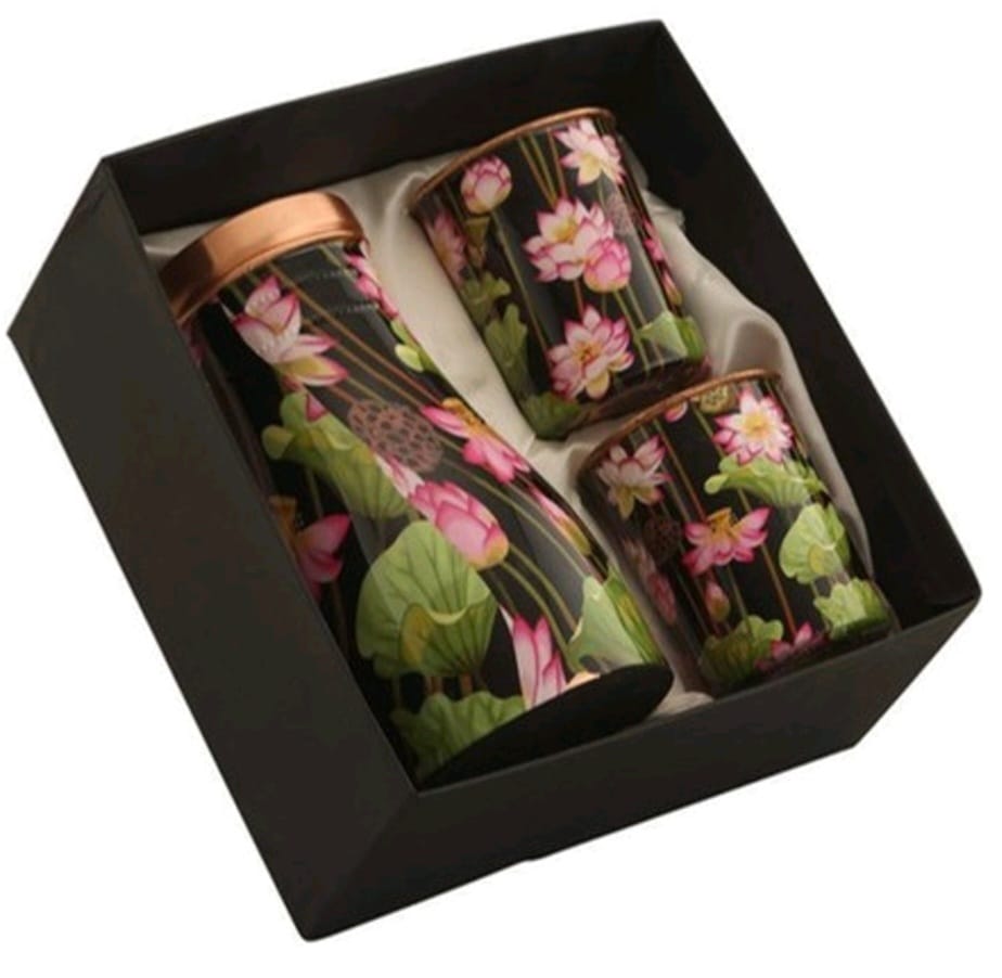 Lotus Bloom Copper Bottle Gift Set