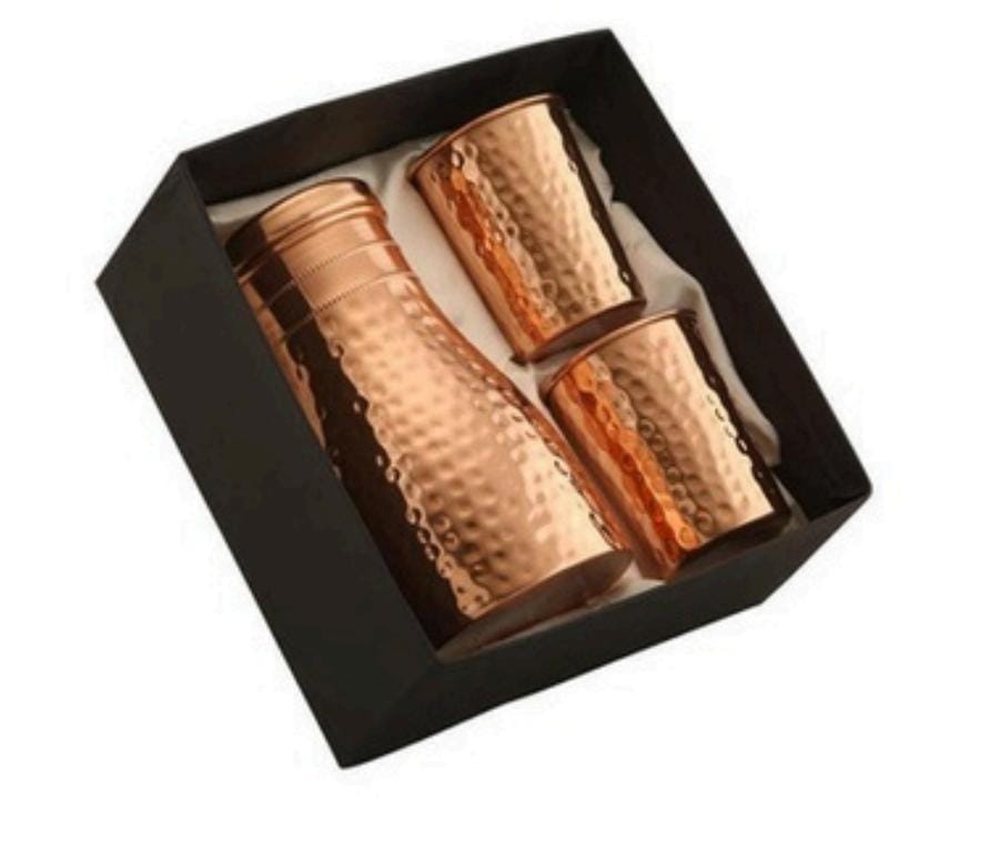 Copper Water Jar And Glass Set