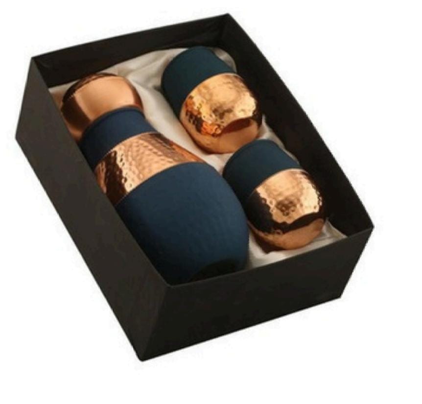 Matte Green Copper Bottle & Glass Set
